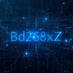 bd268xz digital code glowing on futuristic circuit board technology background